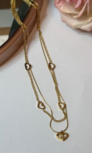 Colar Duplo Corações